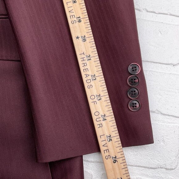 Phoenix Suit Men 42 31Wx31.5L Burgundy Shiny Polyester Stripe 60s-70s VTG USA - Picture 10 of 16